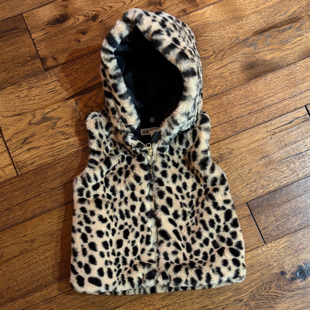 H&M Kids Leopard Print Hooded Vest